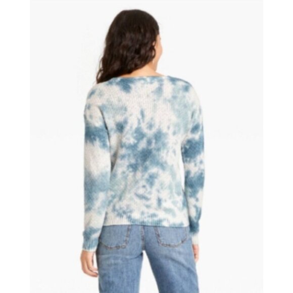 Knox Rose Womens Tie-Dye V-Neck Knit Pullover Sweater XL Blue - Picture 2 of 13